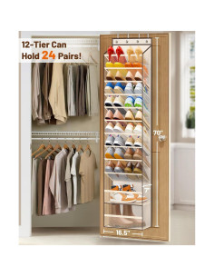 Organizador de Zapatos sobre la Puerta MISSLO 12 Niveles Beige 2