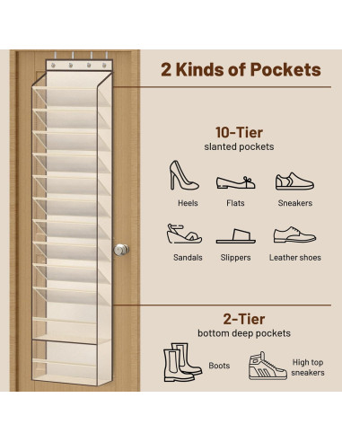 Organizador de Zapatos sobre la Puerta MISSLO 12 Niveles Beige