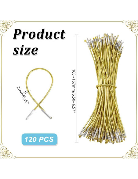 Cuerda Elástica Amarilla 120Pcs AHANDMAKER 165mm 2mm