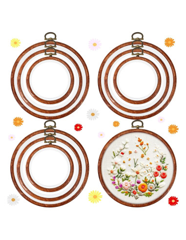 Aros de Bordado Redondos DoubleFill 9 Pcs 9-13.5 cm Madera