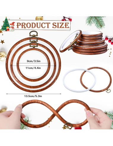 Aros de Bordado Redondos DoubleFill 9 Pcs 9-13.5 cm Madera