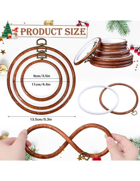 Aros de Bordado Redondos DoubleFill 9 Pcs 9-13.5 cm Madera Aros de Bordado Redondos DoubleFill 9 Pcs 9-13.5 cm Madera