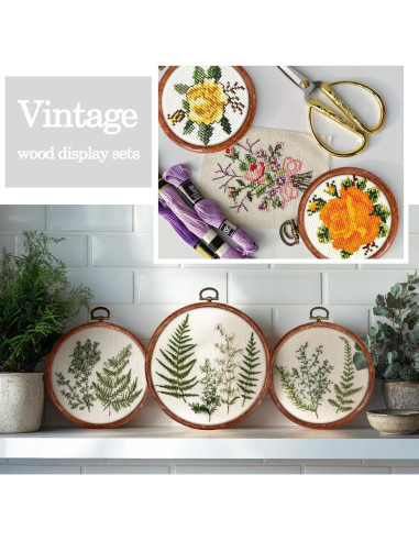 Aros de Bordado Redondos DoubleFill 9 Pcs 9-13.5 cm Madera