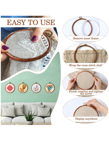 Aros de Bordado Redondos DoubleFill 9 Pcs 9-13.5 cm Madera