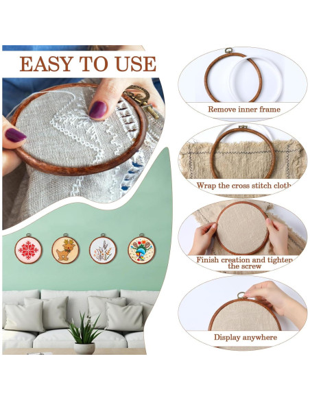 Aros de Bordado Redondos DoubleFill 9 Pcs 9-13.5 cm Madera Aros de Bordado Redondos DoubleFill 9 Pcs 9-13.5 cm Madera