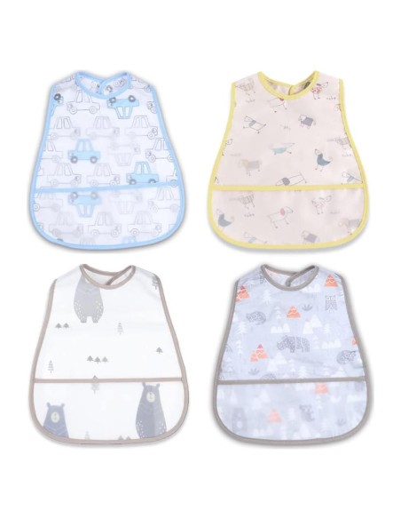 Baberos impermeables 4pack para bebés 6-36 meses - Lavables Baberos impermeables 4pack para bebés 6-36 meses - Lavables