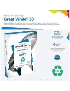 Papel de impresora Hammermill Great White 30% reciclado 500 hojas 2