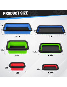 Juego de Bandejas Magnéticas Plegables Jebousike 3 Piezas Silicona 2