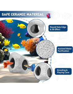 Decoración Acuario VOXGET Cueva Roca con Hamaca para Betta 2