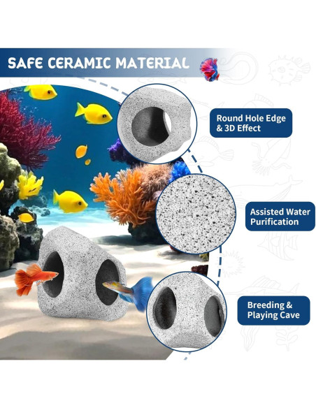 Decoración Acuario VOXGET Cueva Roca con Hamaca para Betta