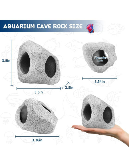 Decoración Acuario VOXGET Cueva Roca con Hamaca para Betta