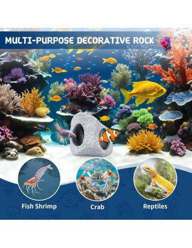 Decoración Acuario VOXGET Cueva Roca con Hamaca para Betta