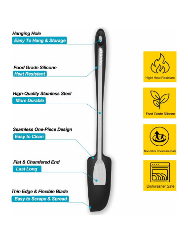Espátula de Silicona Vovoly 28 cm Resistente al Calor Negra