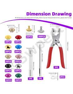 Kit de Remaches de Cuero Swpeet 405 Pcs 5mm 10 Colores 2