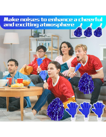 60 Piezas Pompones de Animación y Aplaudidores Azul
