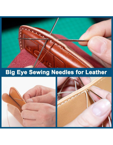 30 Agujas de Ojo Grande CooBigo para Costura a Mano - 6 Tamaños