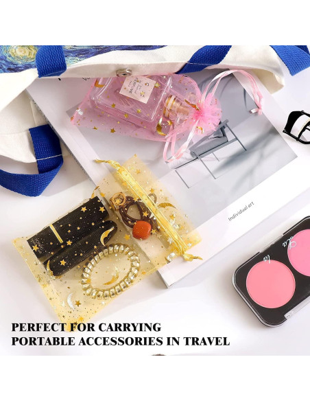 100 Bolsas de Joyería de Organza ENNIYU 8x10cm Estrellas y Lunas 100 Bolsas de Joyería de Organza ENNIYU 8x10cm Estrellas y Lunas