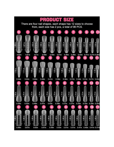 Moldes de Uñas Duales TOROKOM 96 PCS para Gel de Extensión