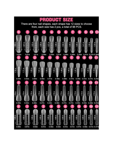 Moldes de Uñas Duales TOROKOM 96 PCS para Gel de Extensión