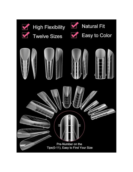 Moldes de Uñas Duales TOROKOM 96 PCS para Gel de Extensión