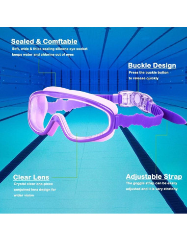 Gafas de natación KAILIMENG para niños, 2 paquetes, anti-vaho