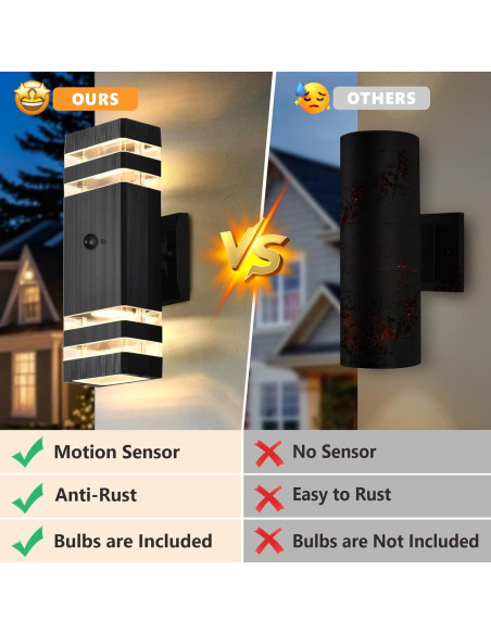 Luces de Pared Exteriores DASTOR con Sensor de Movimiento 2 Paquete