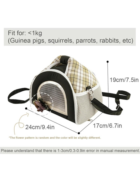 Bolsa de Viaje para Cobayas ABLAZEZAI Negra 24.6x17x19.1 cm