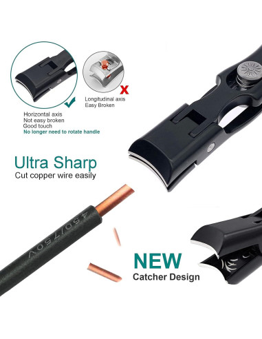 Cortauñas VOGARB para Uñas Gruesas, Acero Inoxidable, Negro