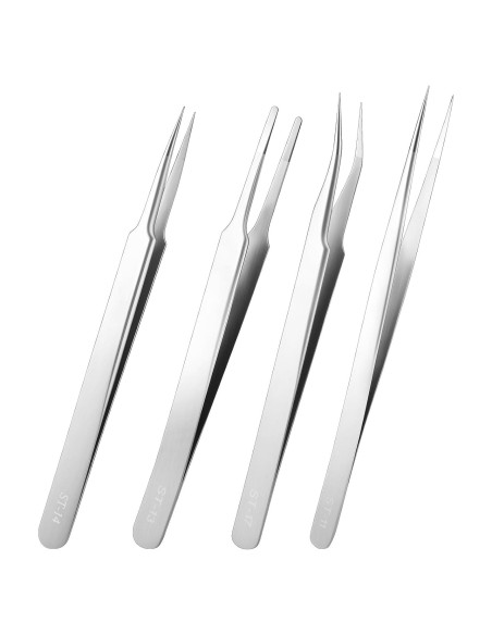 Juego de Pinzas de Precisión DragonflyDreams 4 Piezas Acero Inoxidable Juego de Pinzas de Precisión DragonflyDreams 4 Piezas Acero Inoxidable