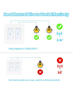 Interruptor Inteligente Milfra Touch 2 Gang WiFi Blanco 2