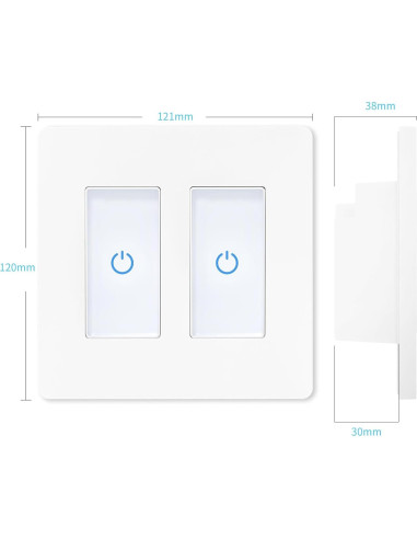 Interruptor Inteligente Milfra Touch 2 Gang WiFi Blanco