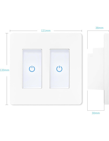 Interruptor Inteligente Milfra Touch 2 Gang WiFi Blanco