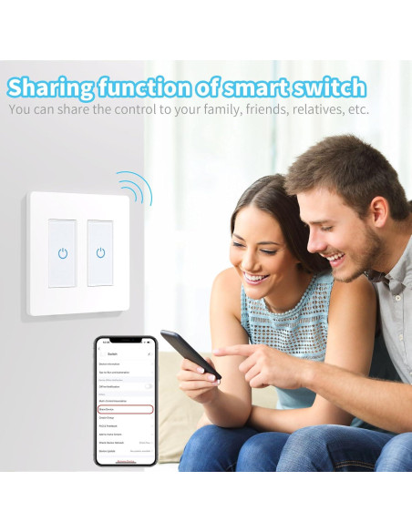 Interruptor Inteligente Milfra Touch 2 Gang WiFi Blanco