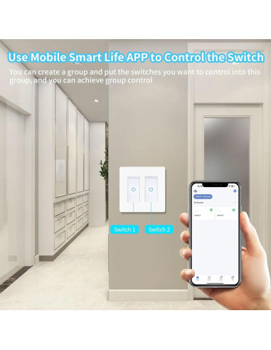 Interruptor Inteligente Milfra Touch 2 Gang WiFi Blanco