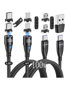 Cable de Carga Magnético USB C ODDADD 100W 2pack (1m+1.83m)