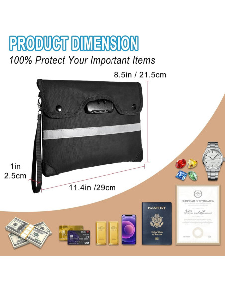 Bolsa de Dinero Resistente al Fuego Homelylife A4 6200F Bolsa de Dinero Resistente al Fuego Homelylife A4 6200F