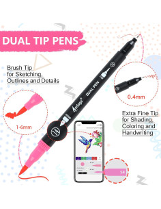 Marcadores de Doble Punta AEDAGA 100 Colores Tinta Multicolor 2