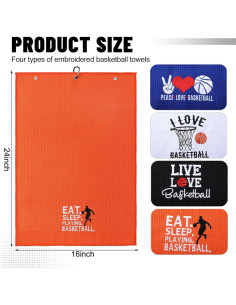 Set de 4 Toallas de Baloncesto VitalCozy 40x60 cm Microfibra 2