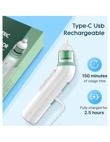 Aspirador Nasal Eléctrico Okimos OKI_6 Verde Profundo 5 Niveles