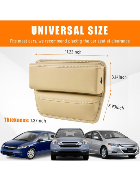 Organizador de Asiento de Auto Ziciner Beige de Cuero Premium Organizador de Asiento de Auto Ziciner Beige de Cuero Premium