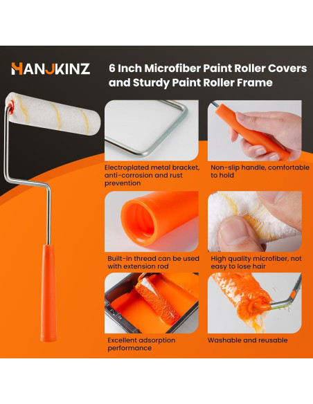 Kit de 10 Cubiertas de Rodillo de Pintura Microfibra 6"