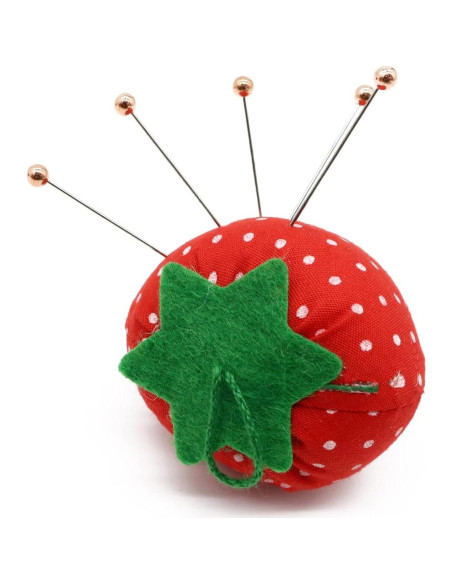 3 Almohadillas de Agujas en Forma de Fresa Bouti1583 - Rojo