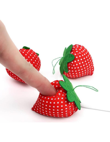3 Almohadillas de Agujas en Forma de Fresa Bouti1583 - Rojo