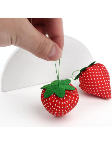 3 Almohadillas de Agujas en Forma de Fresa Bouti1583 - Rojo