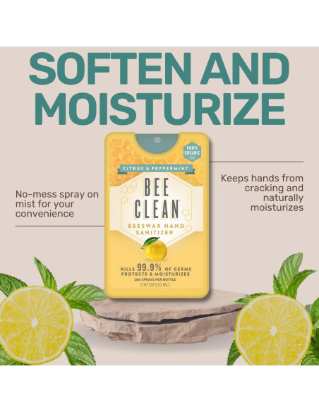 Desinfectante de Manos Orgánico Bee Clean Menta Cítrica 4 Unidades