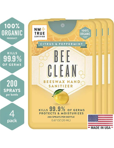 Desinfectante de Manos Orgánico Bee Clean Menta Cítrica 4 Unidades