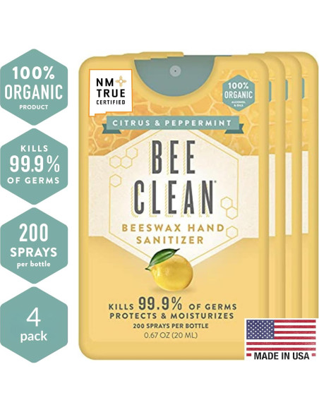 Desinfectante de Manos Orgánico Bee Clean Menta Cítrica 4 Unidades
