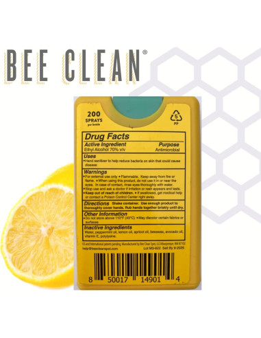 Desinfectante de Manos Orgánico Bee Clean Menta Cítrica 4 Unidades