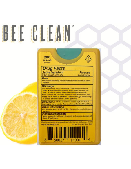 Desinfectante de Manos Orgánico Bee Clean Menta Cítrica 4 Unidades