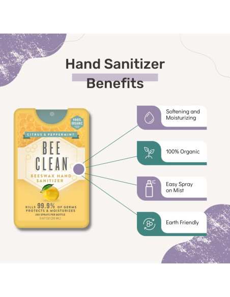 Desinfectante de Manos Orgánico Bee Clean Menta Cítrica 4 Unidades
